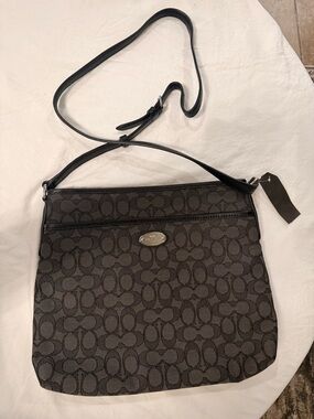Coach Black and Gray Signature Crossbody Bag